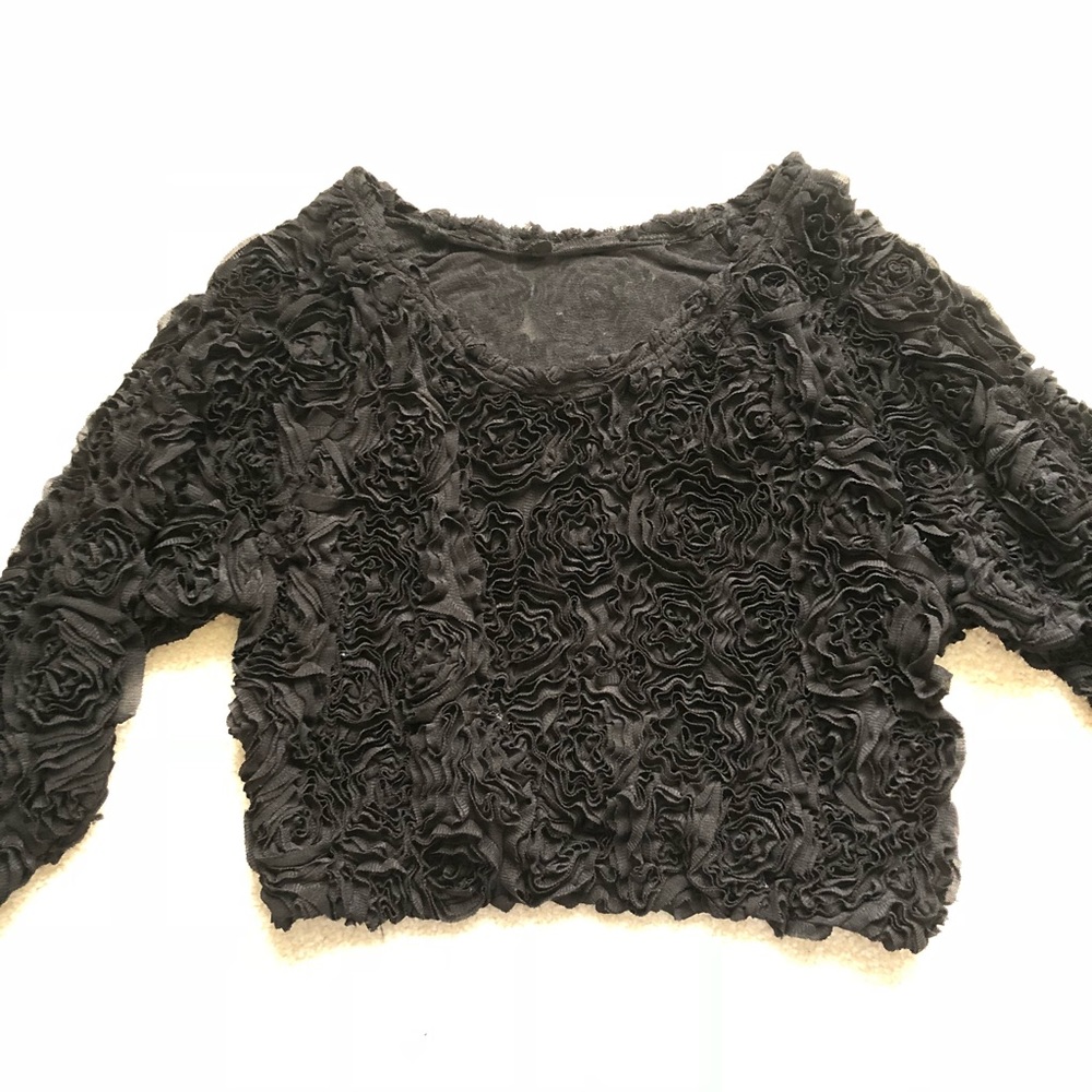 American Apparel flower top3D rosette mesh sweater